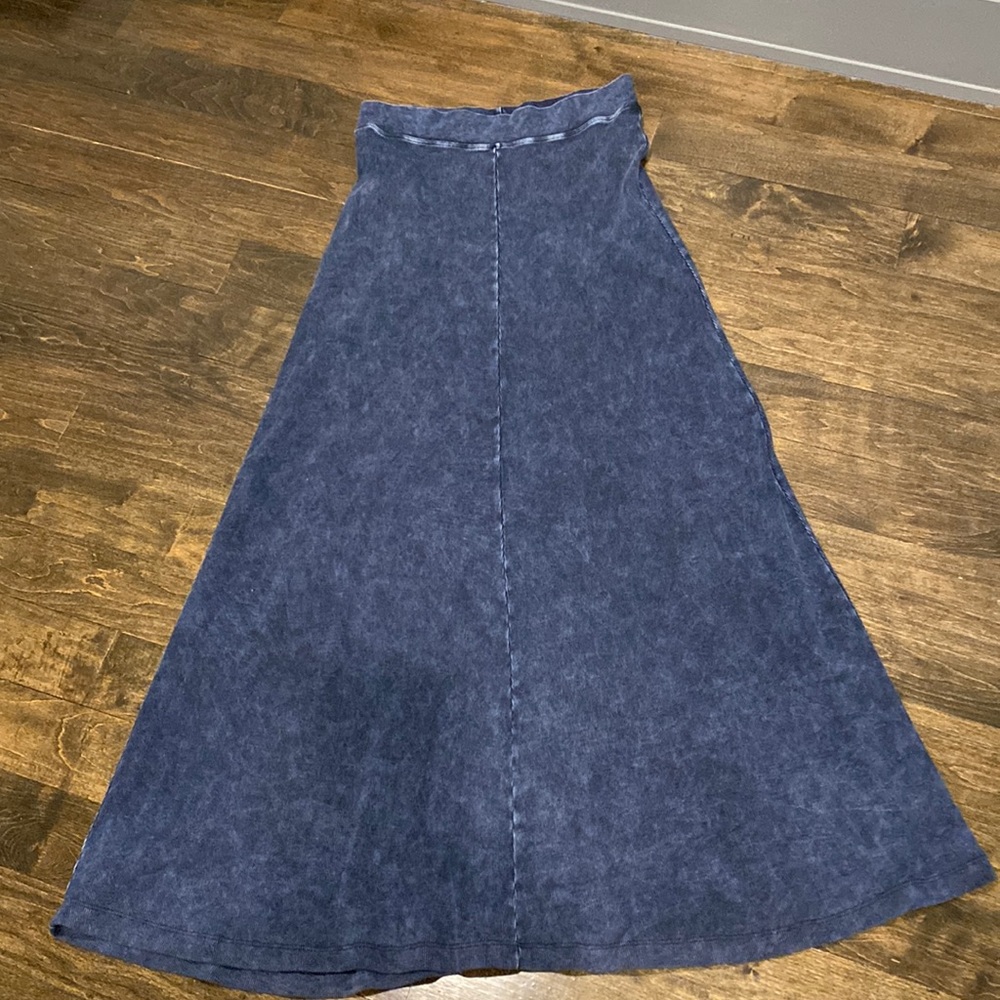 Hard tail ribbed denim maxi